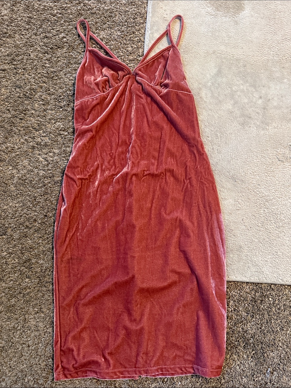 iris Rust Red Velvet Midi Slip Dress